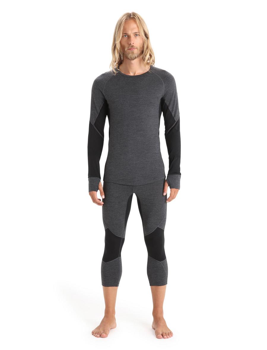 Jet Heather / Black Icebreaker BodyfitZone™ Merino 260 Zone Long Sleeve Crewe Thermal Top Men's Base Layers | AU 1382SGLO